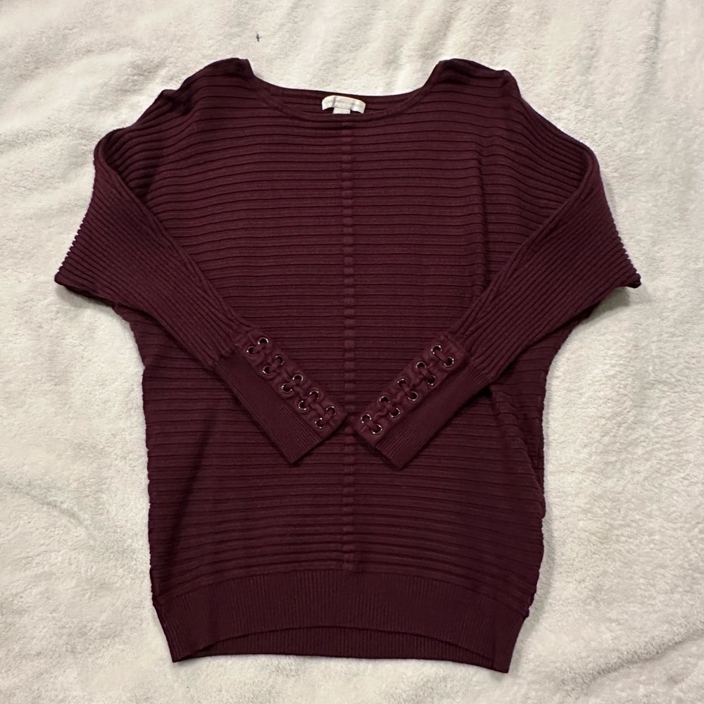 New York & Company Rich Burgundy Crew Neck Sweater